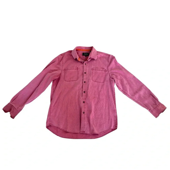 Nat Nast Pink Silk Blend Shirt Ribbed Long Sleeve Collar Button Down Pockets M - Picture 1 of 12